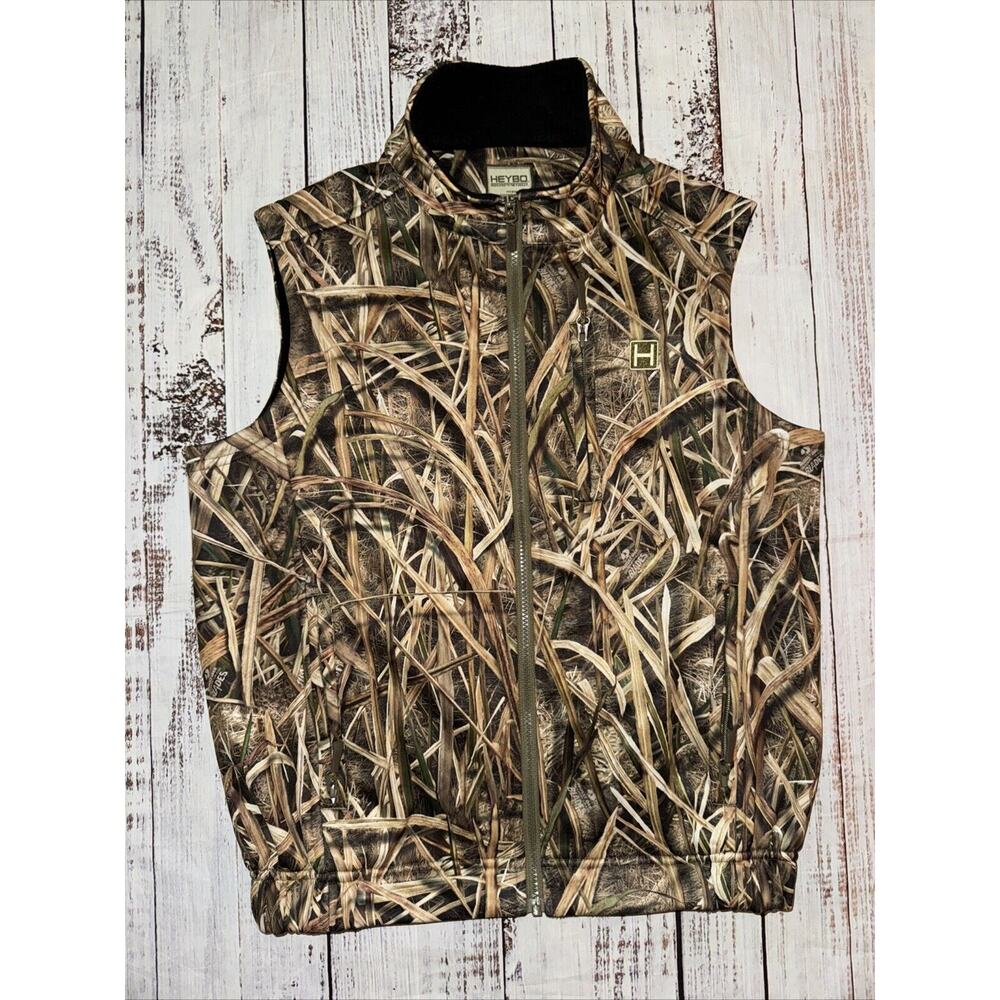 Heybo Men’s Hunting Vest Full‎ Zip Size S Mossy Oak Shadow Blades Fleece Lined